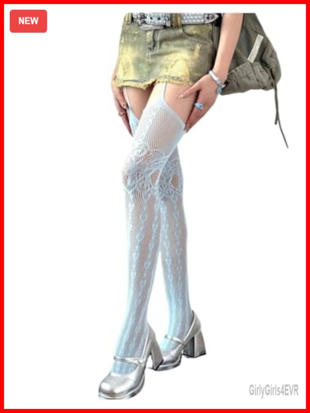 Fishnet Sheer Mesh Suspender Tights Cut Out High Rise Party Hosiery
